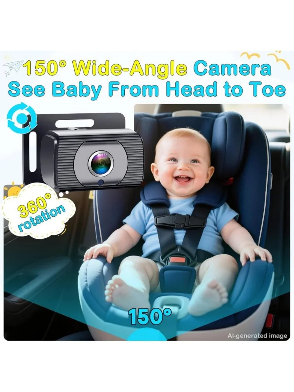 4.3” Baby Car Mirror Camera - Dual View for Safe Travel & Easy Baby Monitoring